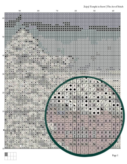 Zojoji Temple in Snow Cross Stitch Pattern - Premium Cross Stitch Pattern - Kawase Hasui