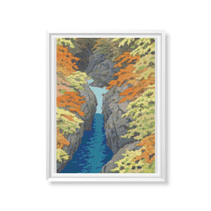 Autumn Cross Stitch Pattern | Kawase Hasui