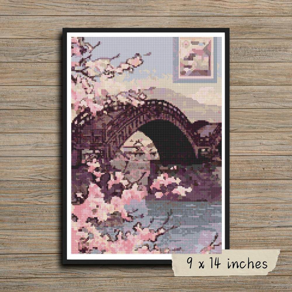 Stamp Cross Stitch Pattern by Kawase Hasui