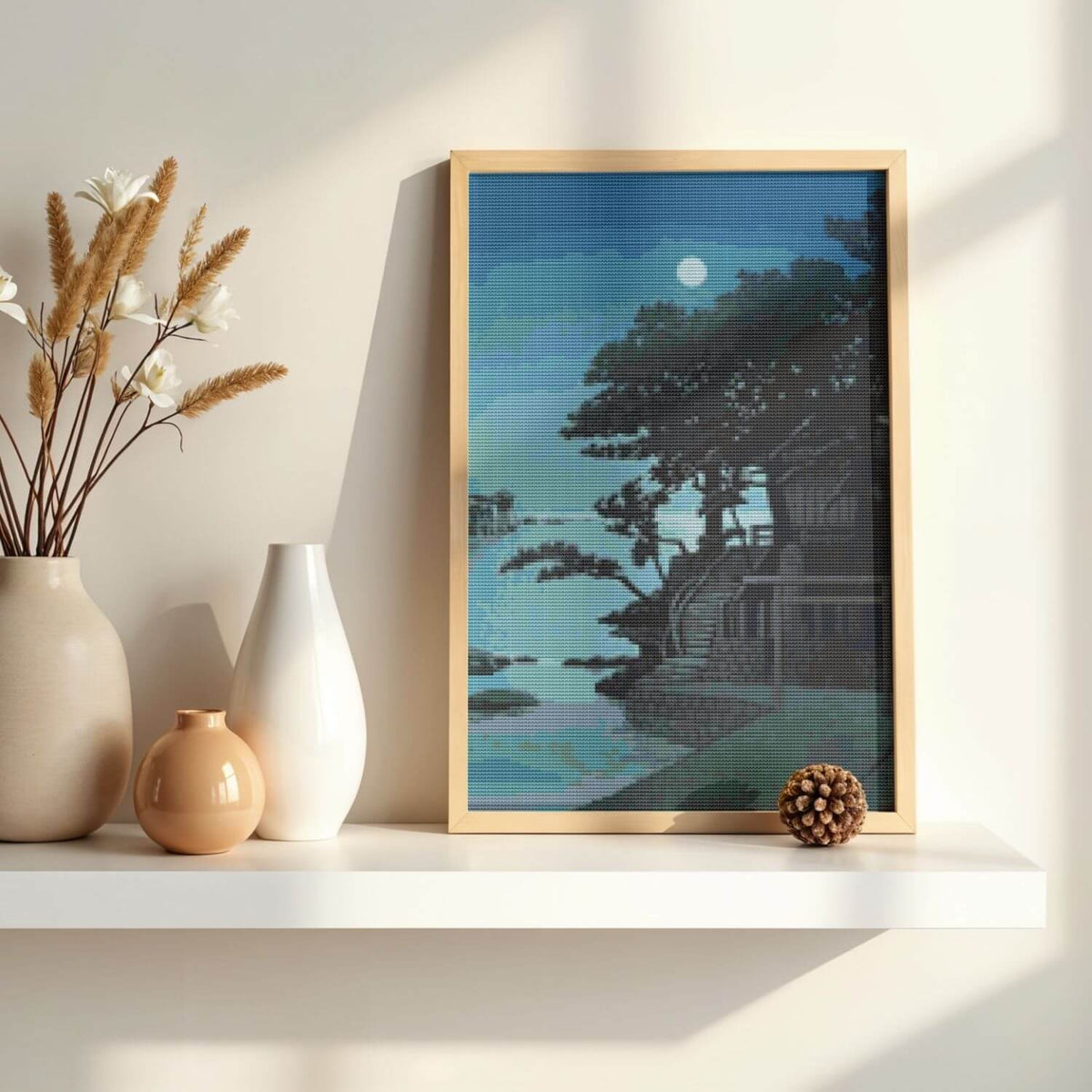 Konjikido in Snow, Hiraizumi Cross Stitch Pattern - Premium Cross Stitch Pattern - Kawase Hasui