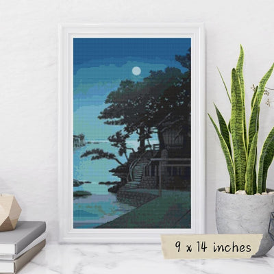 Konjikido in Snow, Hiraizumi Cross Stitch Pattern
