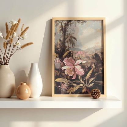 Orchids and Passion Flowers Cross Stitch Pattern - Premium Cross Stitch Pattern - Martin Johnson Heade