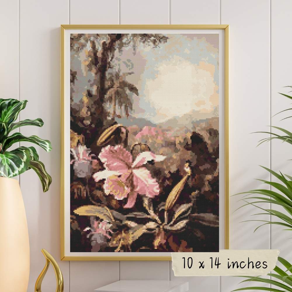 Orchids and Passion Flowers Cross Stitch Pattern