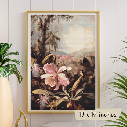 Orchids and Passion Flowers Cross Stitch Pattern