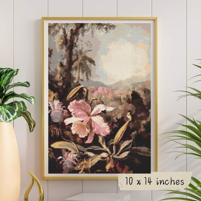 Orchids and Passion Flowers Cross Stitch Kit