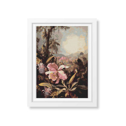 Orchids and Passion Flowers Cross Stitch Kit | Martin Johnson Heade