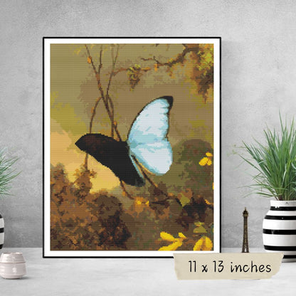 Blue Morpho Butterfly Cross Stitch Kit | Martin Johnson Heade