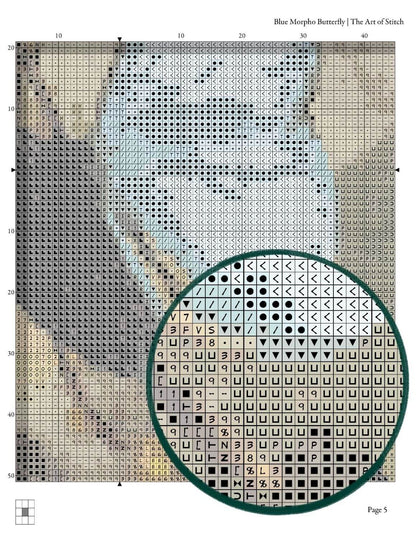 Blue Morpho Butterfly Cross Stitch Pattern - Premium Cross Stitch Pattern - Martin Johnson Heade