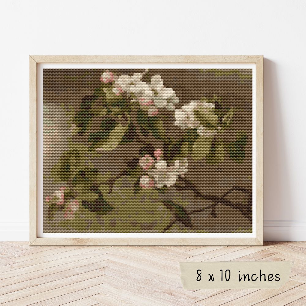 Hummingbird And Apple Blossoms Cross Stitch Kit | Martin Johnson Heade