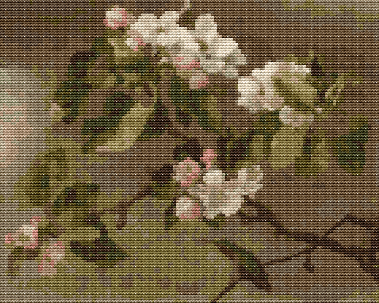 Hummingbird And Apple Blossoms Cross Stitch Pattern | Martin Johnson Heade