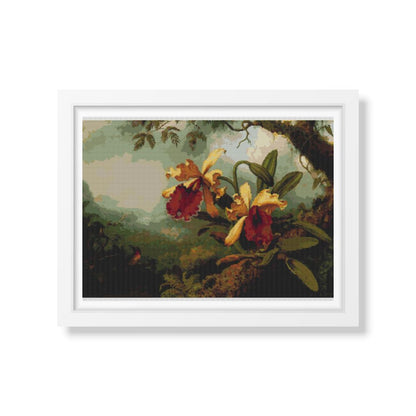 Orchids and Hummingbird Cross Stitch Kit | Martin Johnson Heade