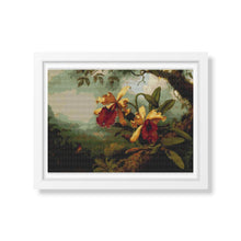 Orchids and Hummingbird Cross Stitch Pattern | Martin Johnson Heade