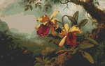 Orchids and Hummingbird Cross Stitch Pattern by Martin Johnson Heade