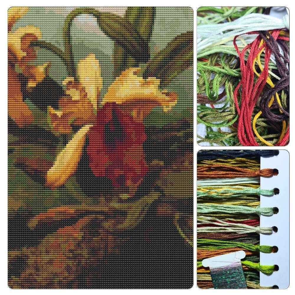 Orchids and Hummingbird Cross Stitch Kit