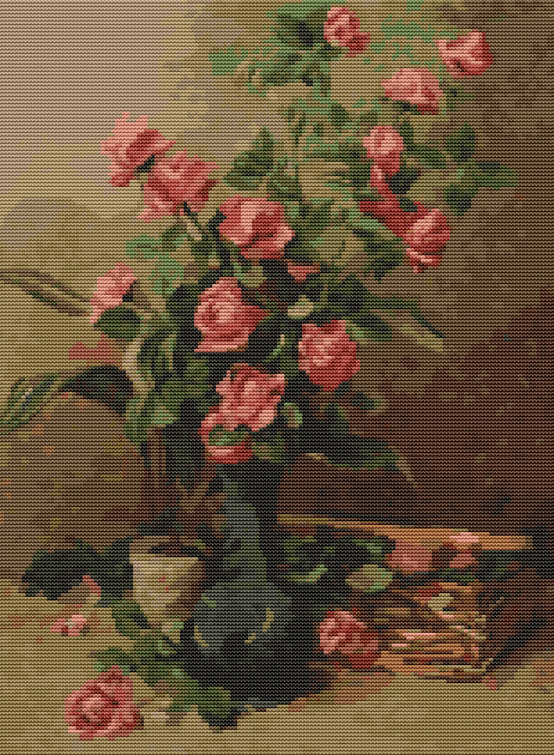 Roses Cross Stitch Pattern by Martin Johnson Heade