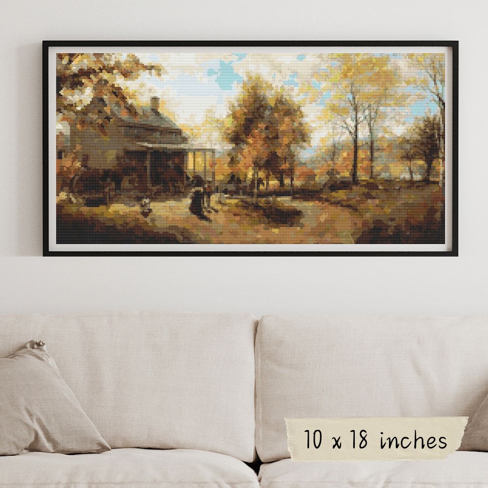 An October Day Cross Stitch Pattern | Edward Lamson Henry