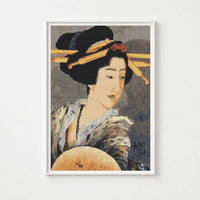 Portrait of A Woman Holding a Fan Cross Stitch Kit - Premium Cross Stitch Kit - Katsushika Hokusai