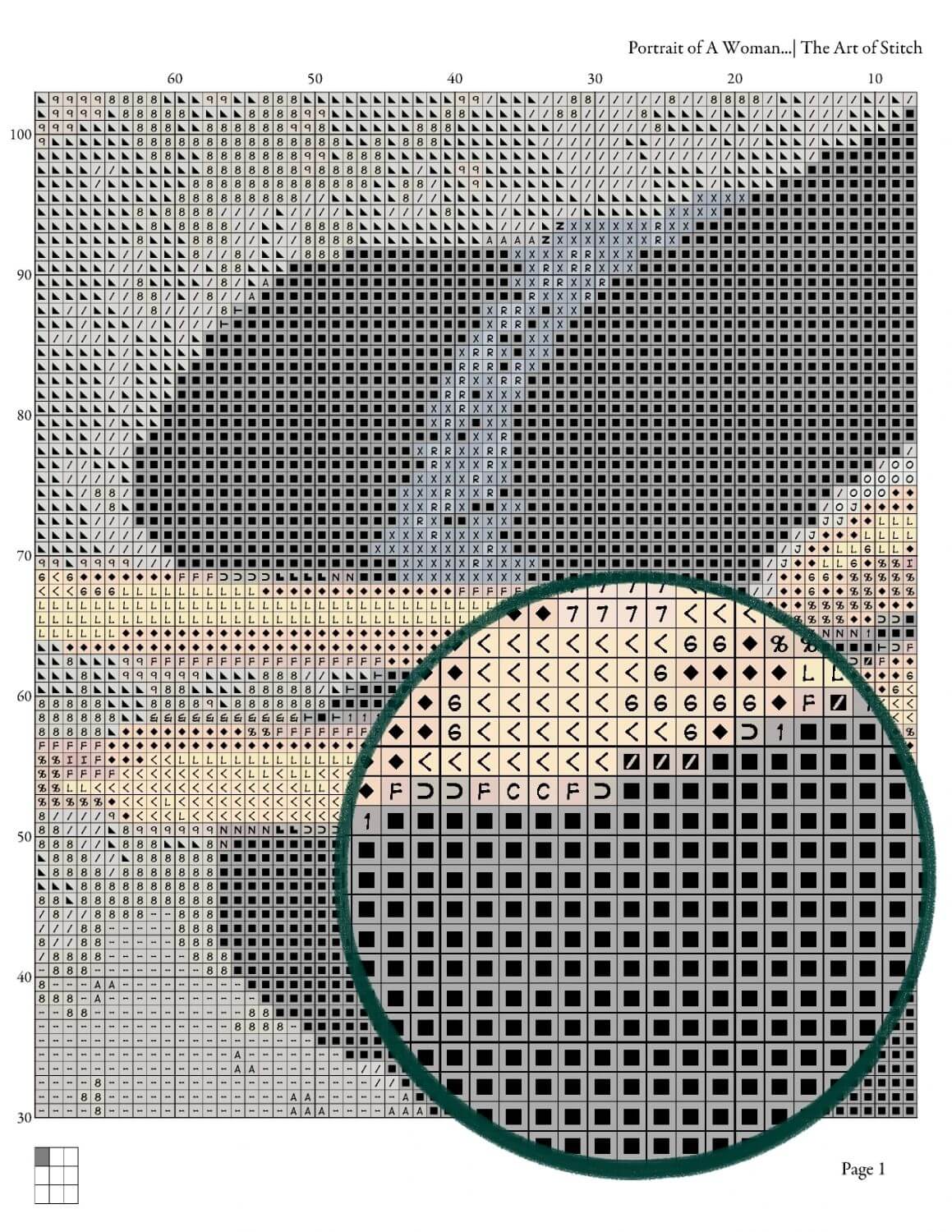 Portrait of A Woman Holding a Fan Cross Stitch Pattern - Premium Cross Stitch Pattern - Katsushika Hokusai