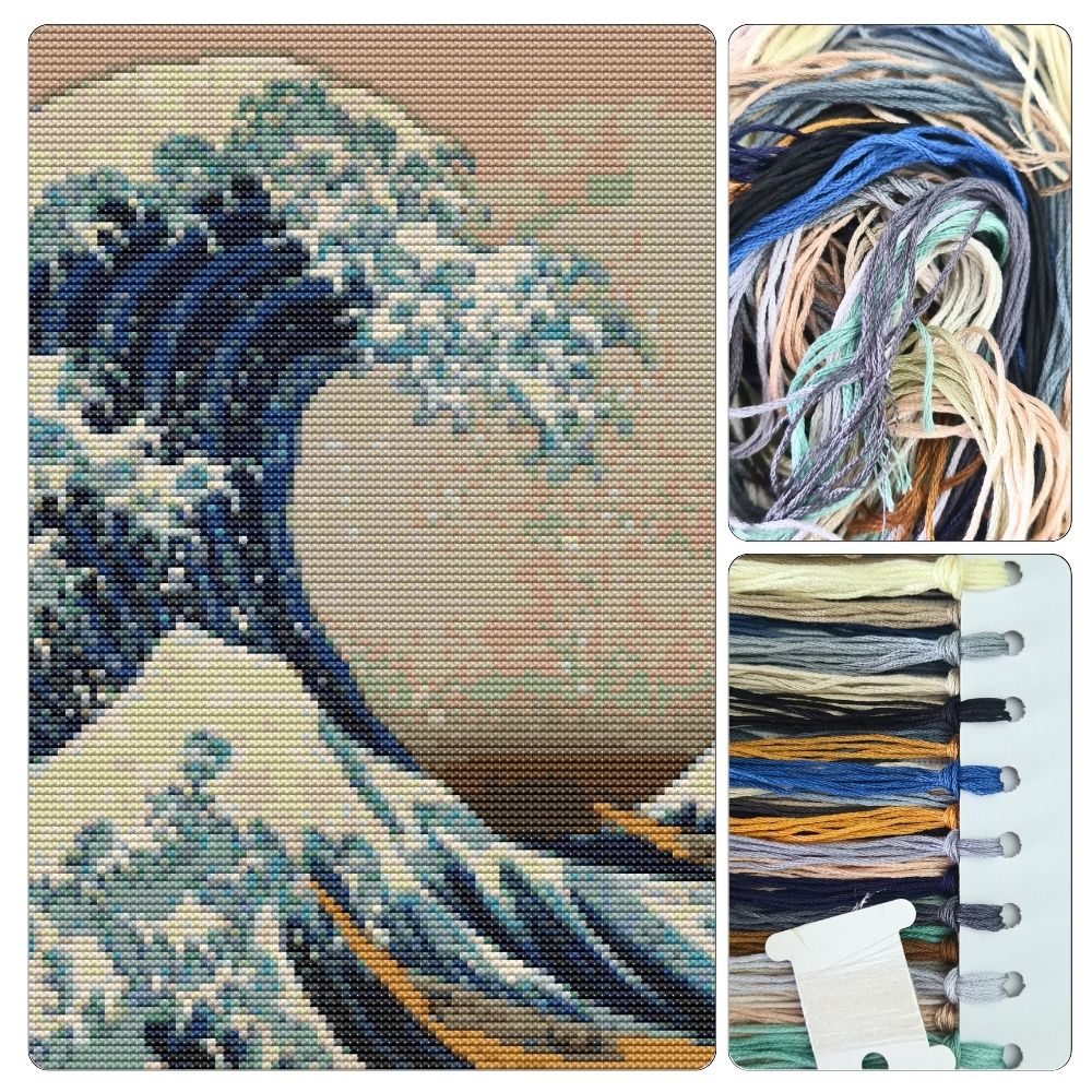 The Great Wave off Kanagawa Cross Stitch Kit | Katsushika Hokusai