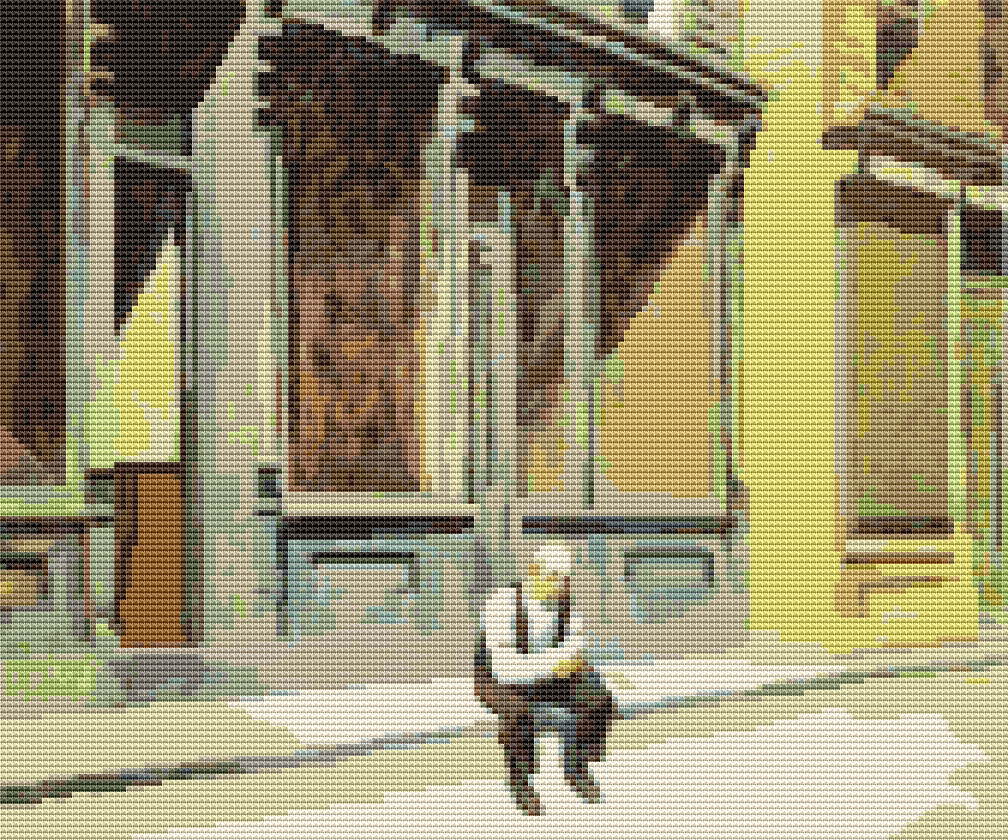 Sunday Cross Stitch Pattern by Edward Hopper