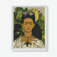 Self Portrait with a Necklace of Thorns Cross Stitch Pattern - Premium Cross Stitch Pattern - Frida Kahlo