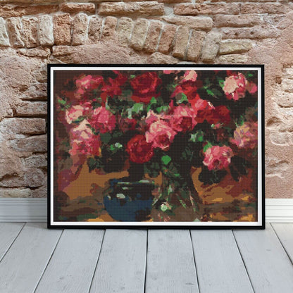 Vase of Red Roses Cross Stitch Pattern - Premium Cross Stitch Pattern - Paul Kapell