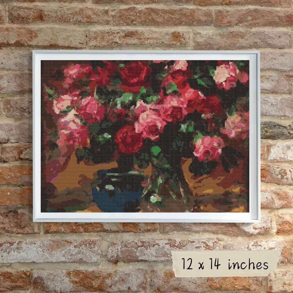 Vase of Red Roses Cross Stitch Pattern by Paul Kapell