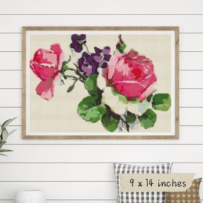 Pink Roses Cross Stitch Kit