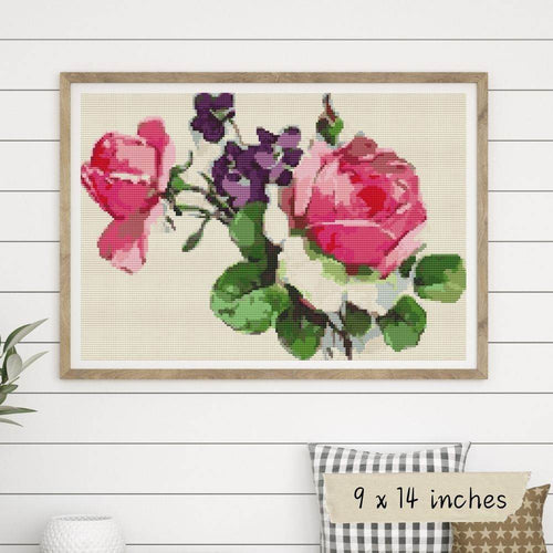 Pink Roses Cross Stitch Kit