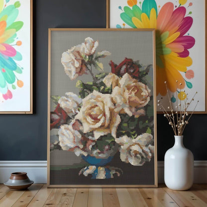 Vase of Roses Cross Stitch Pattern - Premium Cross Stitch Pattern - Irene Klestova