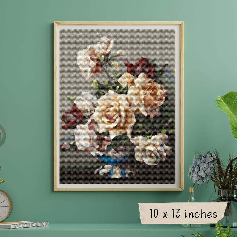 Vase of Roses Cross Stitch Pattern | Irene Klestova