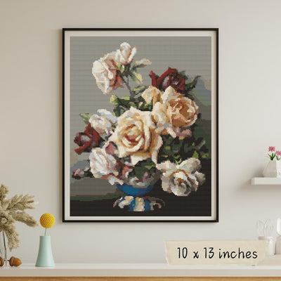 Vase of Roses Cross Stitch Pattern