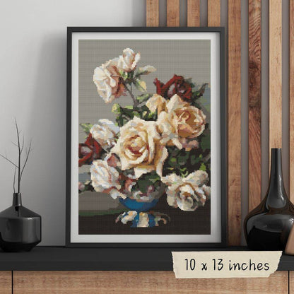 Vase of Roses Cross Stitch Pattern by Irene Klestova