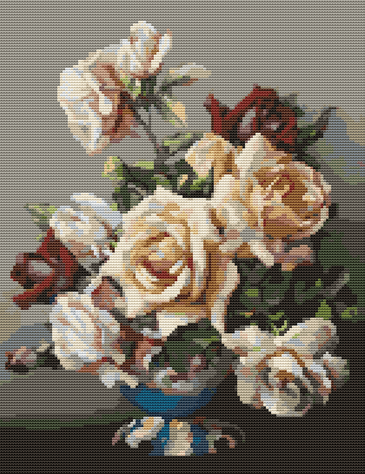 Vase of Roses Cross Stitch Pattern by Irene Klestova
