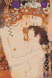 Mother and Child Cross Stitch Pattern | Gustav Klimt