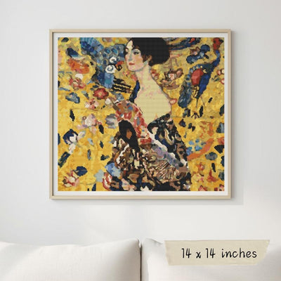 Lady with a Fan Cross Stitch Pattern