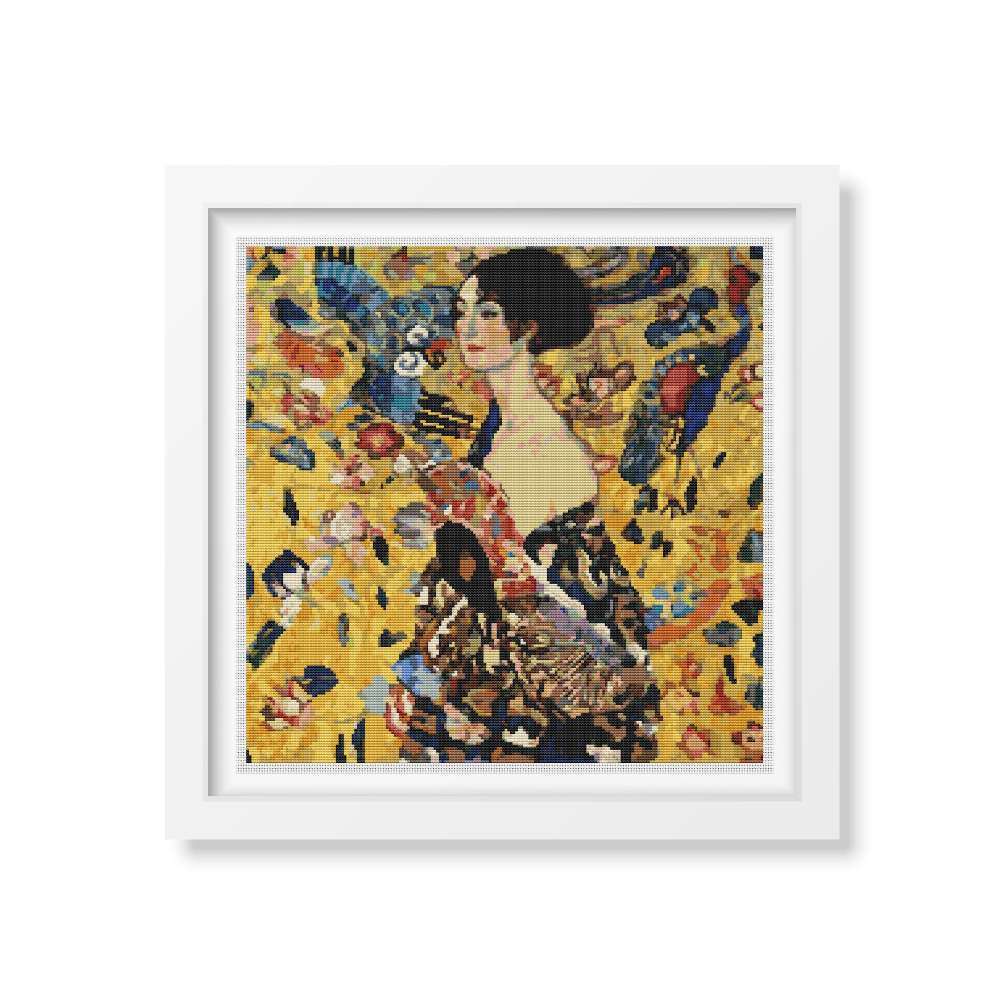 Lady with a Fan Cross Stitch Kit | Gustav Klimt