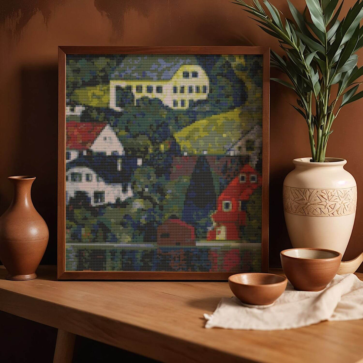 Houses at Unterach on the Attersee Cross Stitch Pattern - Premium Cross Stitch Pattern - Gustav Klimt