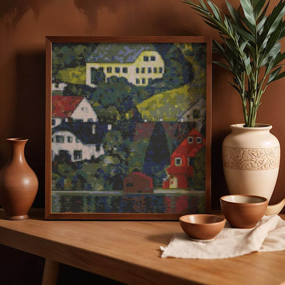 Houses at Unterach on the Attersee Cross Stitch Pattern - Premium Cross Stitch Pattern - Gustav Klimt