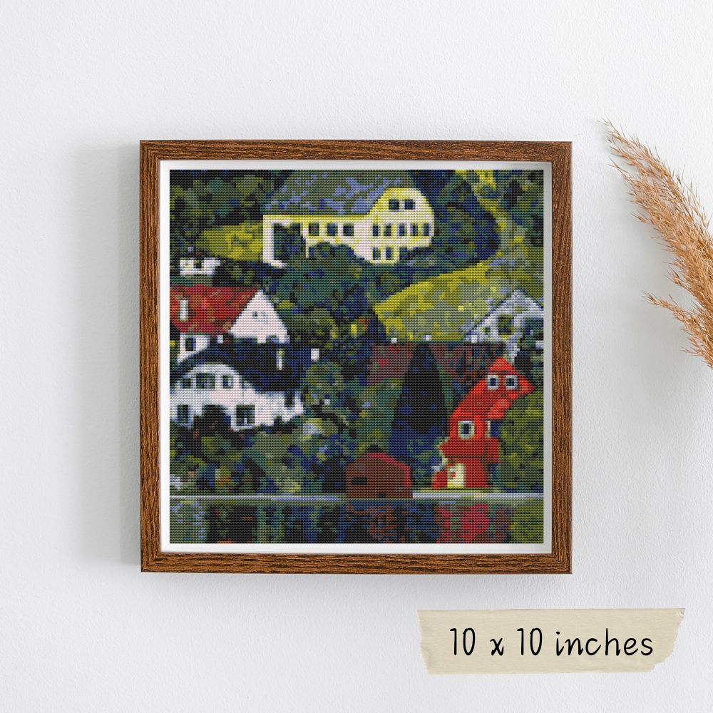 Houses at Unterach on the Attersee Cross Stitch Pattern | Gustav Klimt