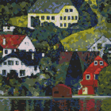 Houses at Unterach on the Attersee Cross Stitch Pattern | Gustav Klimt