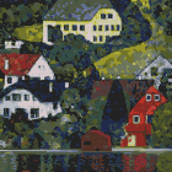 Houses at Unterach on the Attersee Cross Stitch Kit | Gustav Klimt