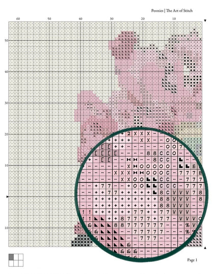 Peonies Cross Stitch Pattern - Premium Cross Stitch Pattern - Tanigami Konan