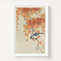 Great Tit on Paulownia Branch Cross Stitch Kit - Premium Cross Stitch Kit - Ohara Koson