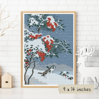 Sparrows and Nandin Cross Stitch Pattern