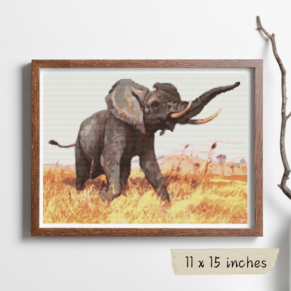 African Elephant Cross Stitch Kit | Friedrich Wilhelm Kuhnert