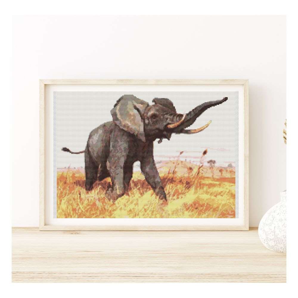 African Elephant Counted Cross Stitch Kit | Friedrich Wilhelm Kuhnert