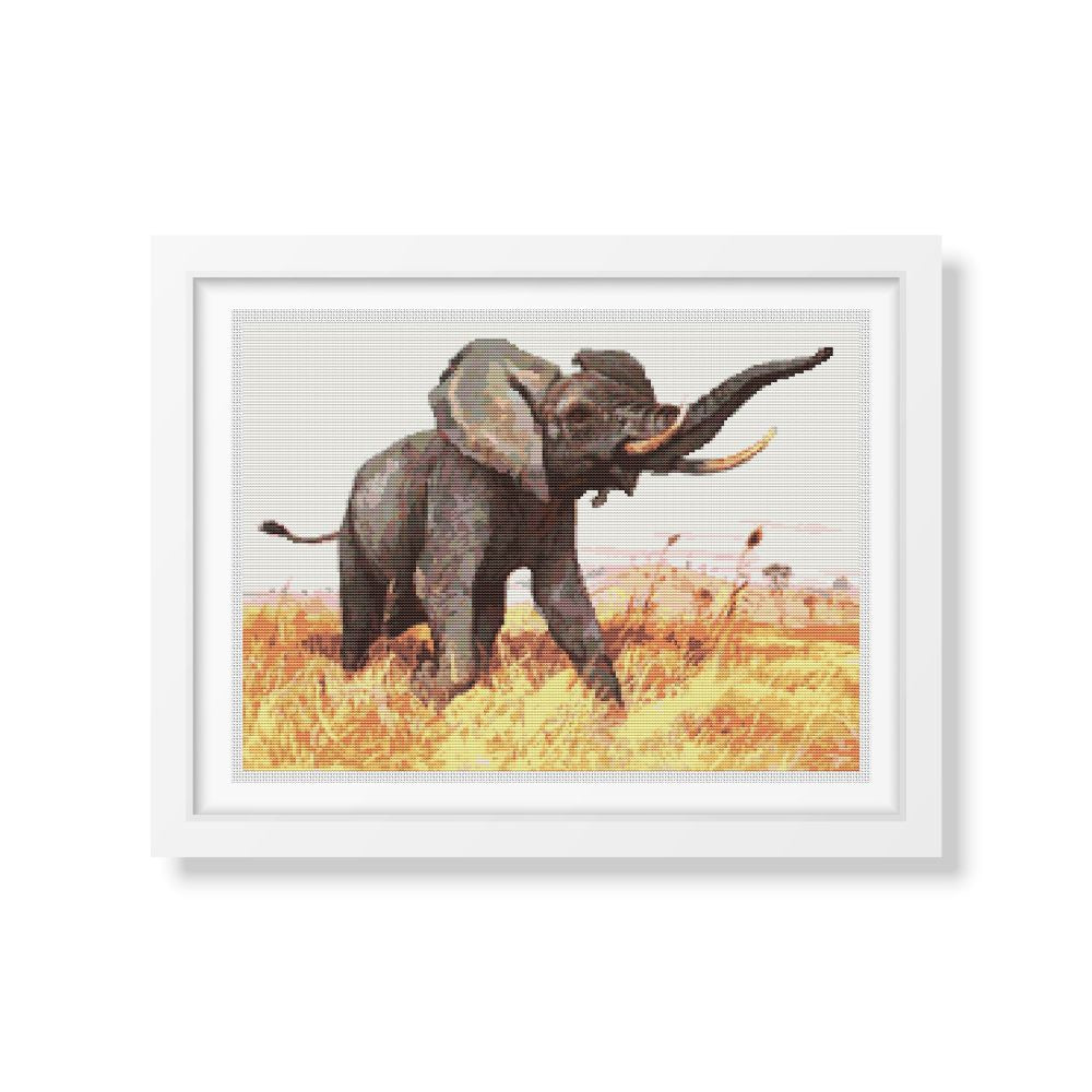 African Elephant Cross Stitch Kit | Friedrich Wilhelm Kuhnert