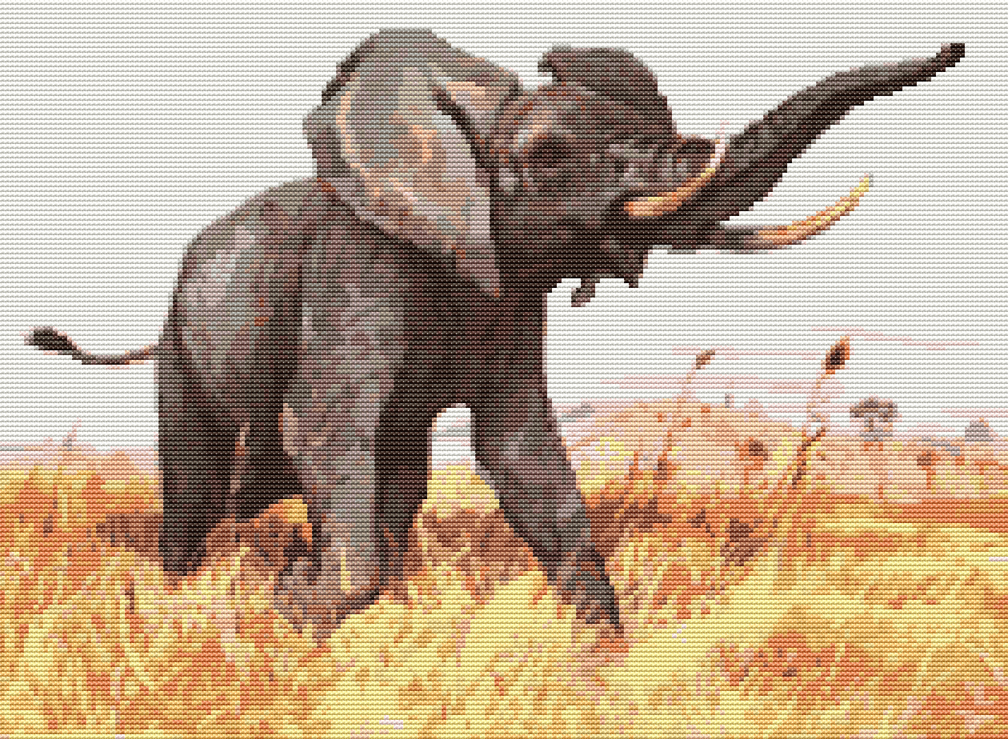 African Elephant Cross Stitch Pattern by Friedrich Wilhelm Kuhnert