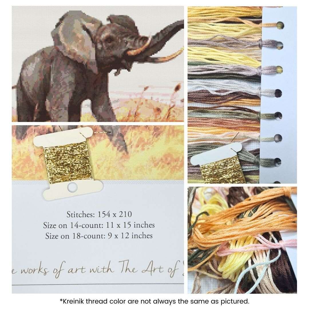 African Elephant Cross Stitch Kit | Friedrich Wilhelm Kuhnert